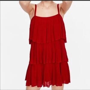 Zara ruffled knit dress drilled dress 4331/007 Size Medium Red